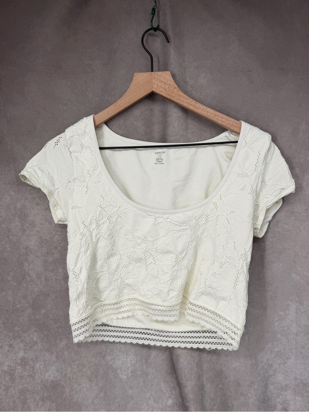 Aerie Chill Cropped Top Cream Large